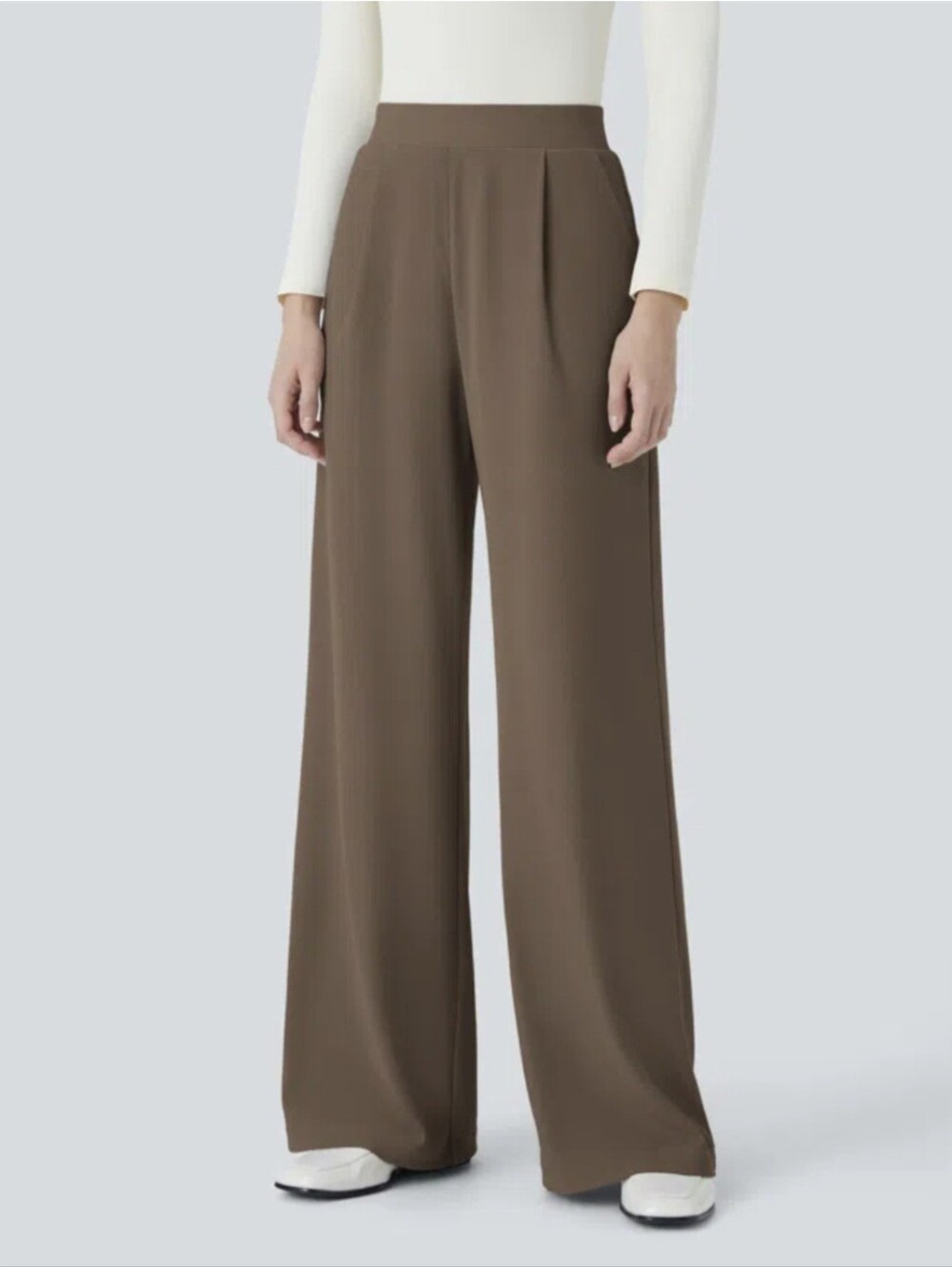 HALARA Flex Microwaffle Brown Wide-Leg High-Waist Trousers